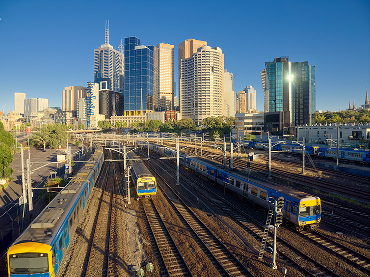 city, and railway tracks